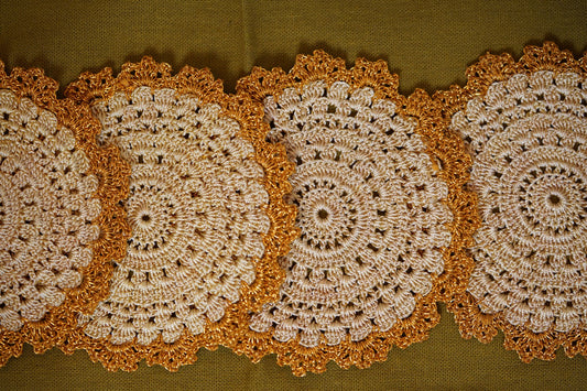 Marigold Halo Crochet Coasters