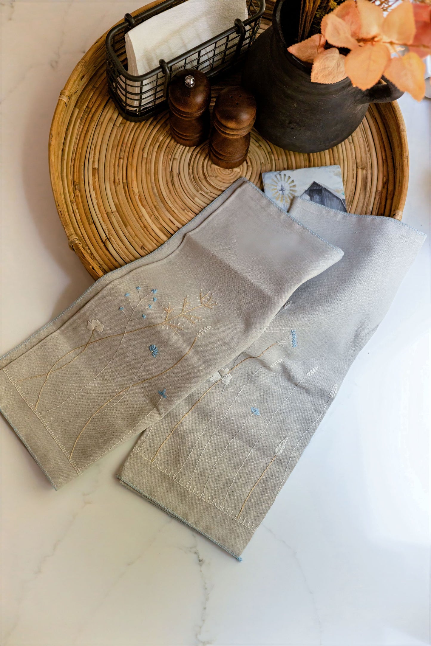 Wildflower Whisper 'Embroidered' Tea Towels ( Set of 2)