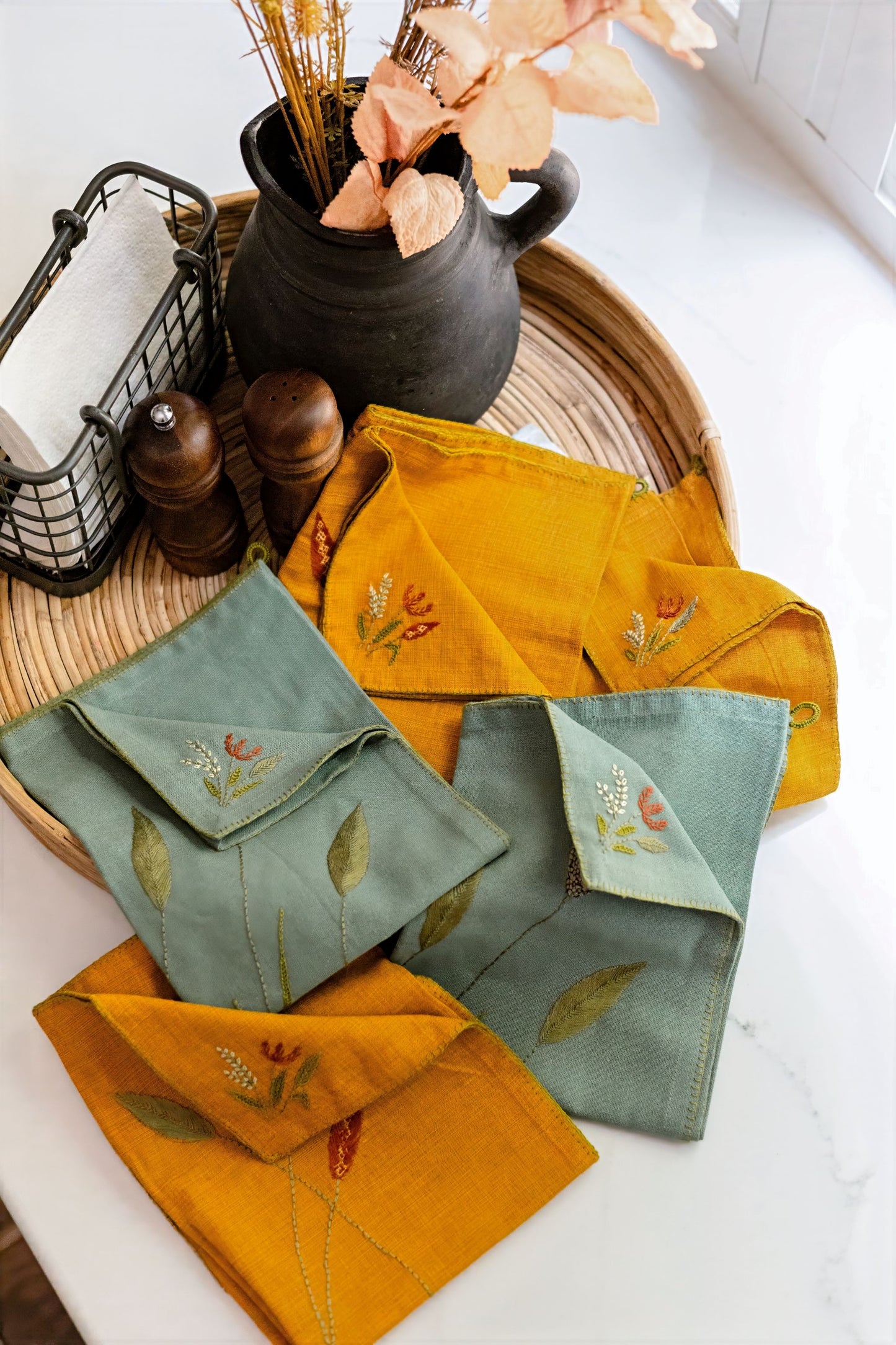 Golden Thatch 'Embroidered' Tea Towels ( Set of 2)