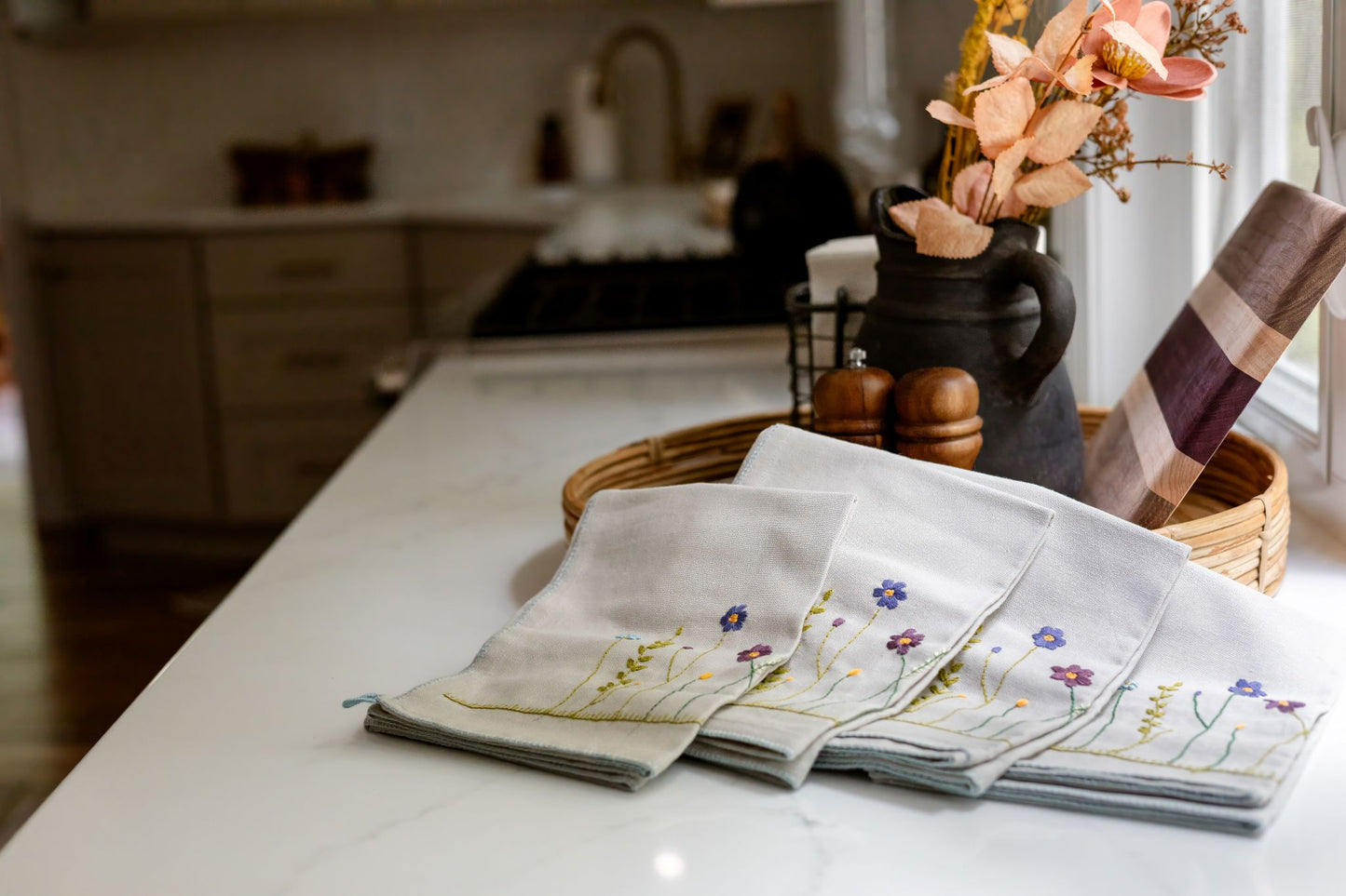 Twilight Garden 'Embroidered' Tea Towels ( Set of 2)
