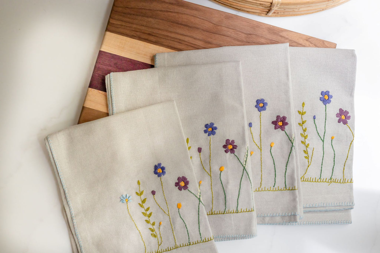 Twilight Garden 'Embroidered' Tea Towels ( Set of 2)