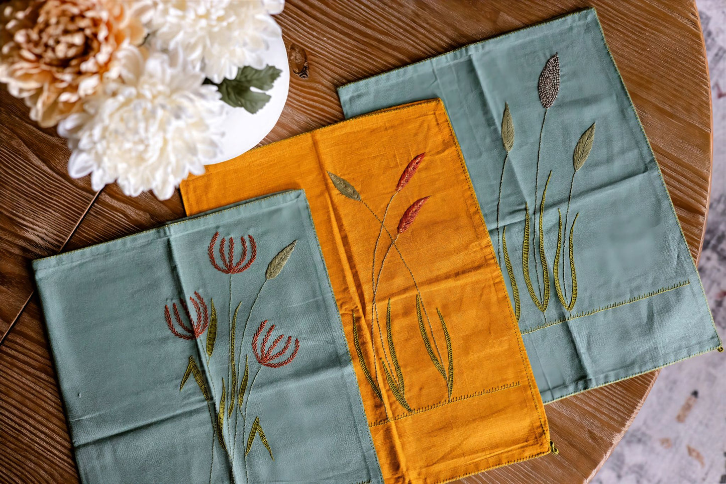 Cinderflower 'Embroidered' Tea Towels ( Set of 2) SOLD OUT