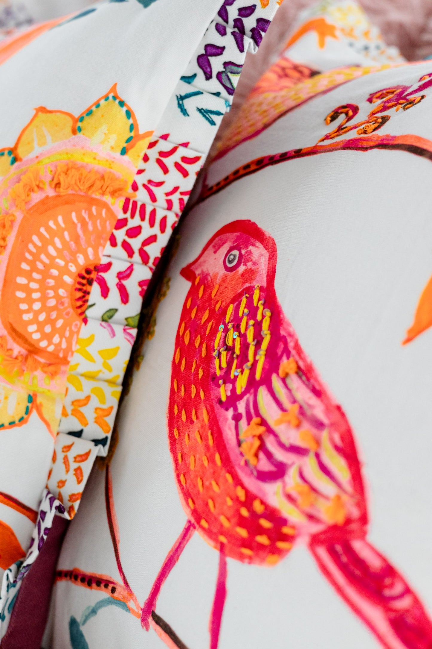 Songbird Tales 'Kantha Embroidered' Cushion Cover