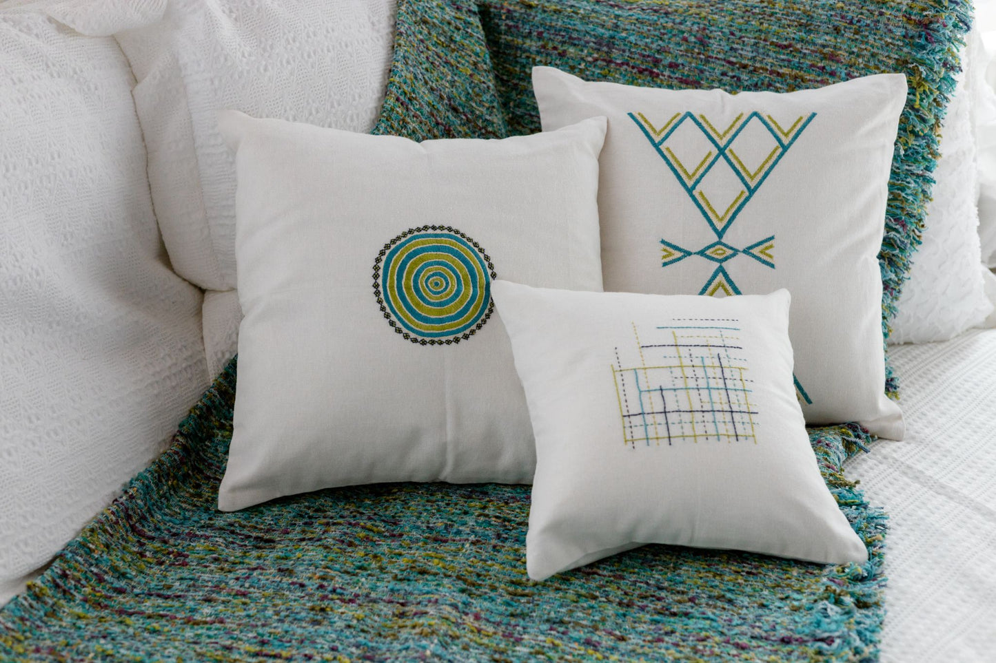 Echo Lines 'Embroidered' Cushion Covers