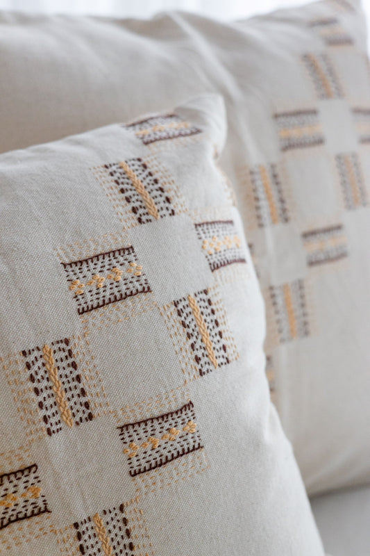 Harvest Grid 'Embroidered' Cushion Covers