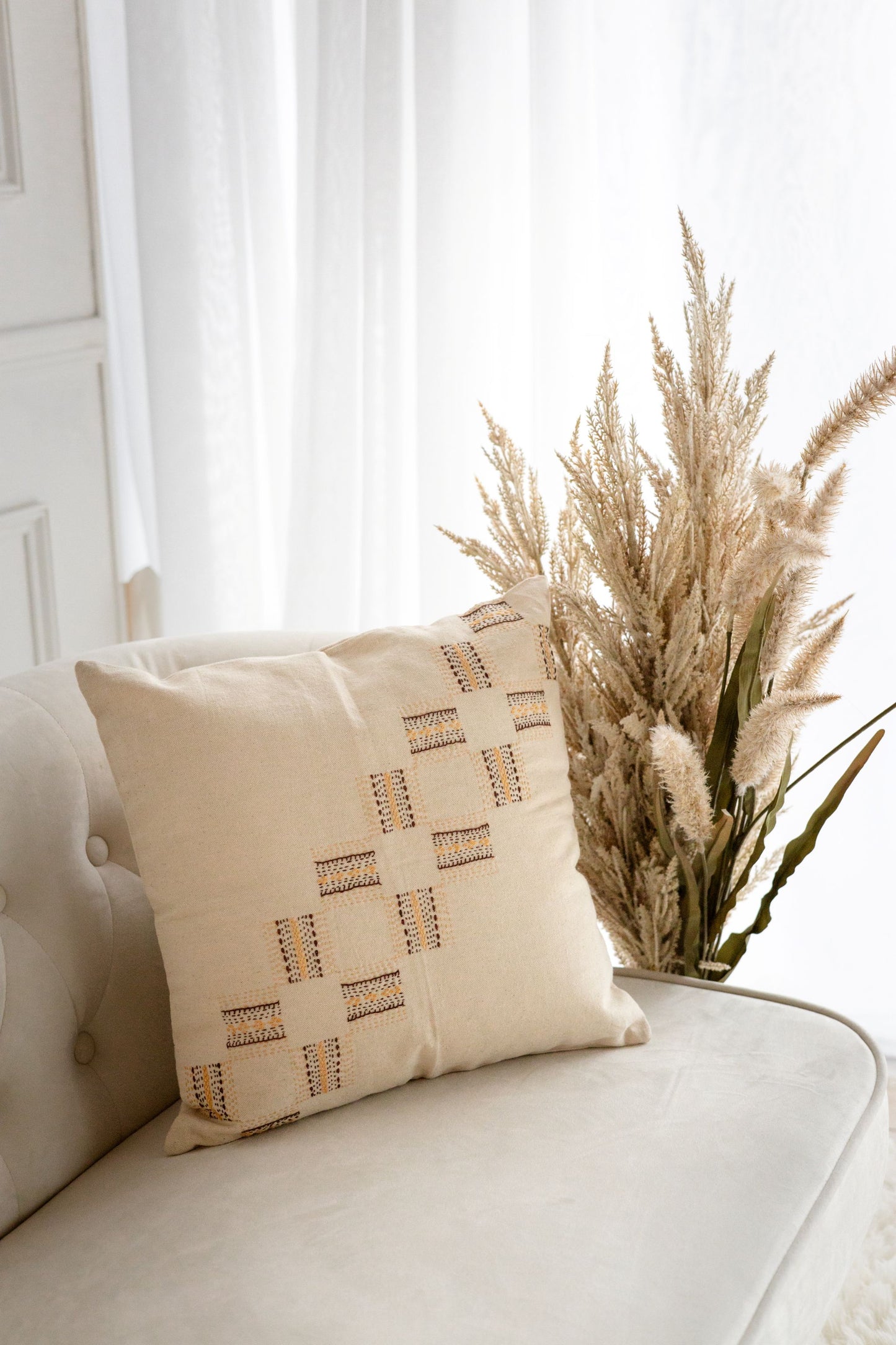 Harvest Grid 'Embroidered' Cushion Covers