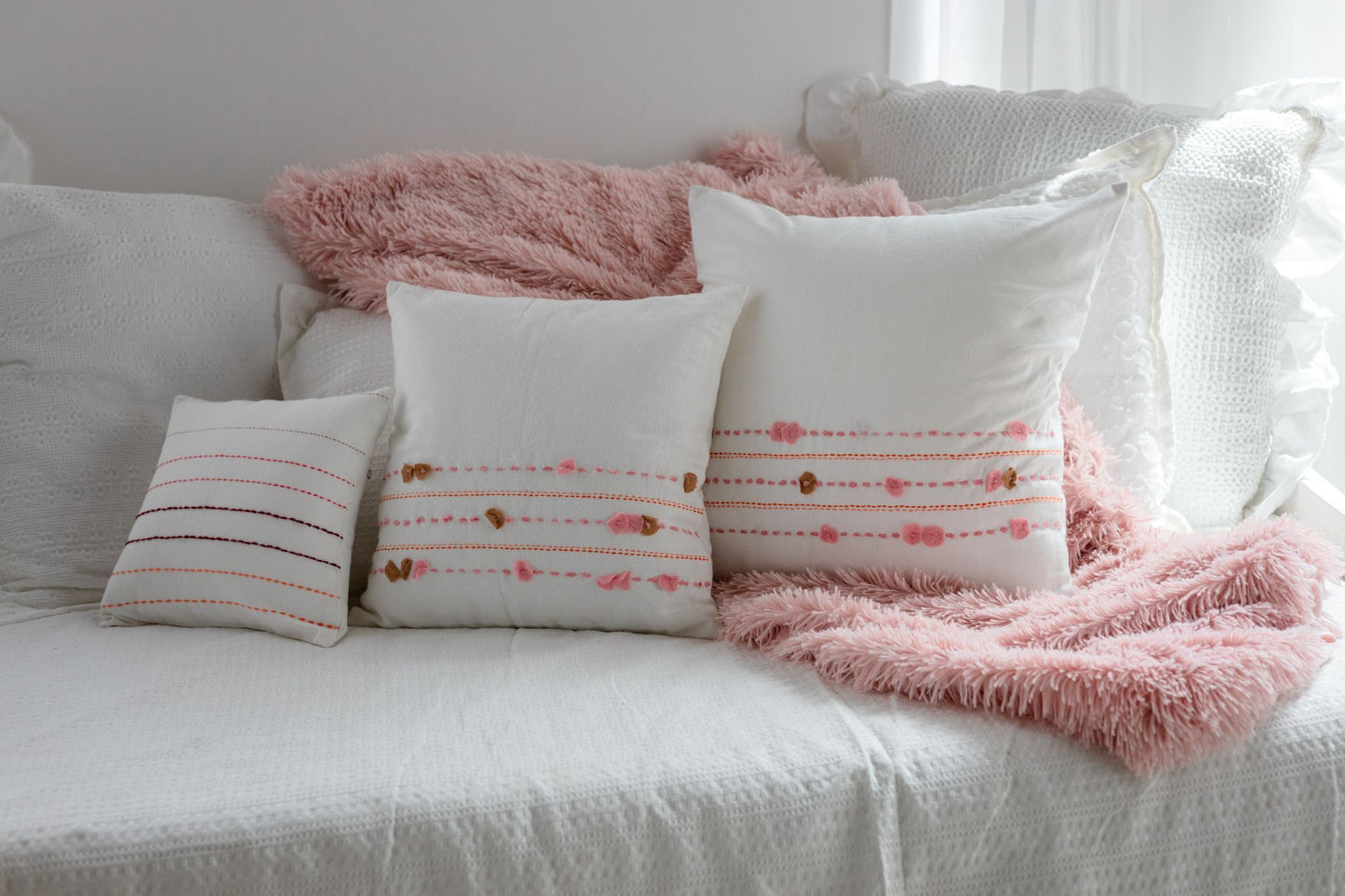 Rosy Thread 'Embroidered' Cushion Covers