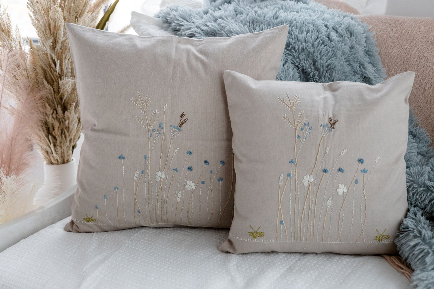 Wildflower Whisper 'Embroidered' Cushion Covers