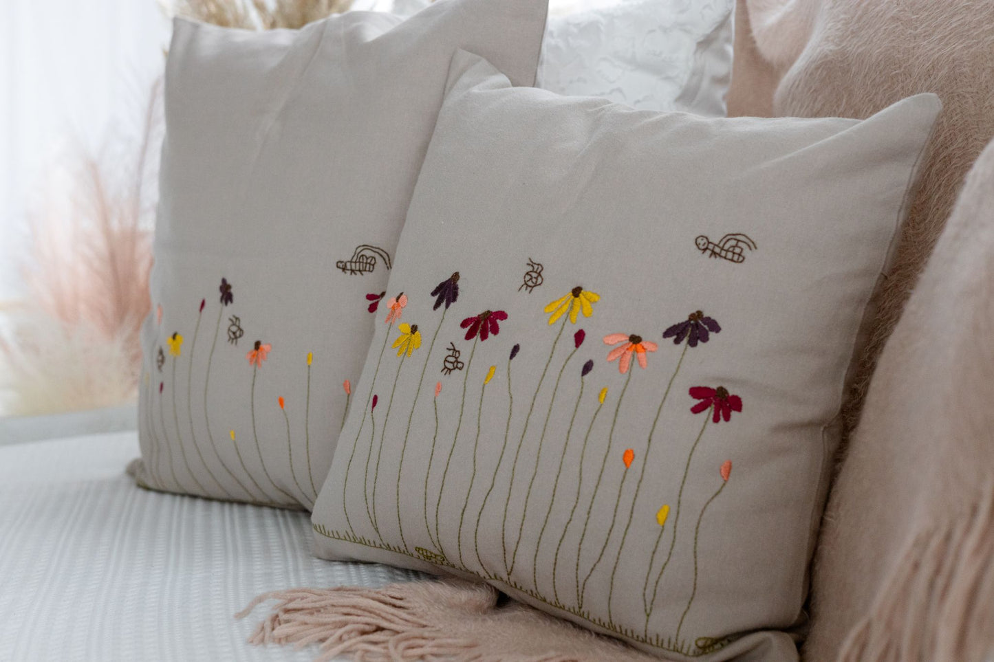 Sunlit Blooms 'Embroidered' Cushion Covers