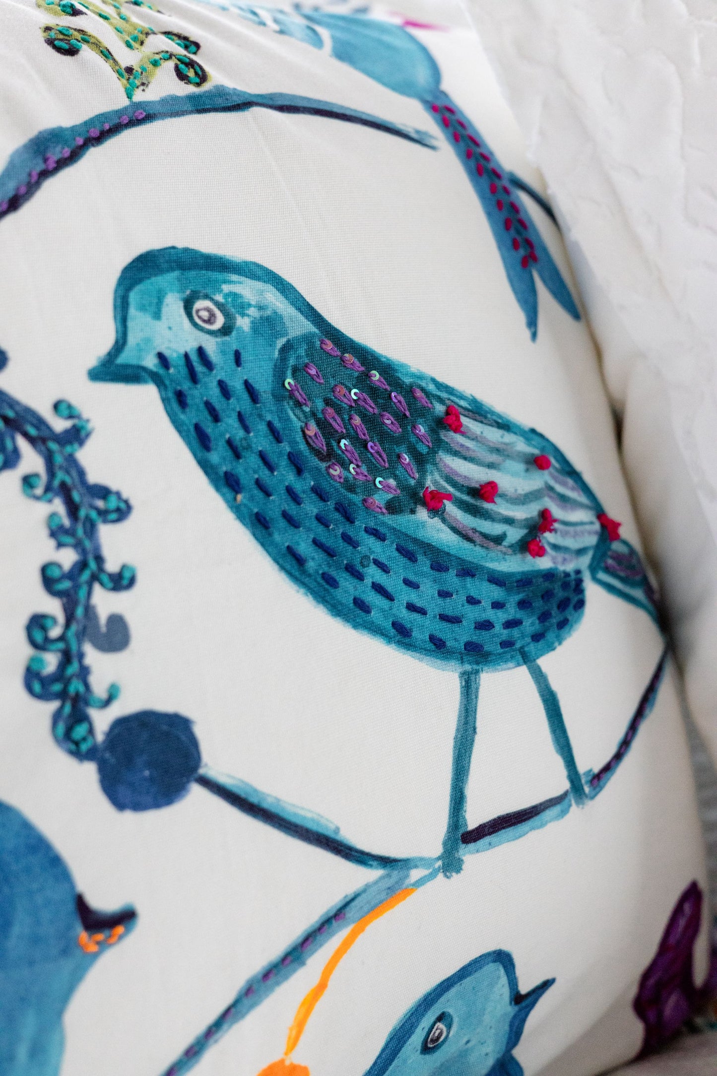 Songbird Tales 'Kantha Embroidered' Cushion Cover