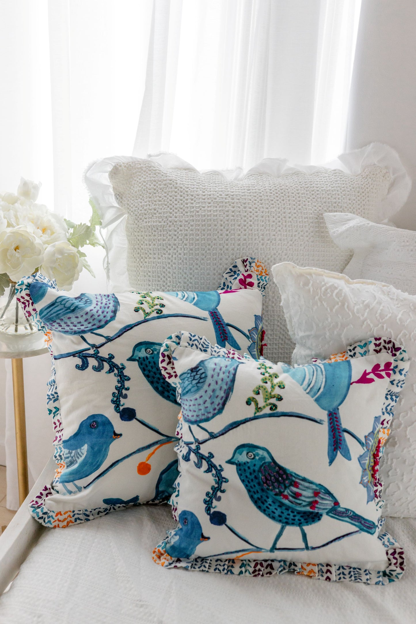 Songbird Tales 'Kantha Embroidered' Cushion Cover