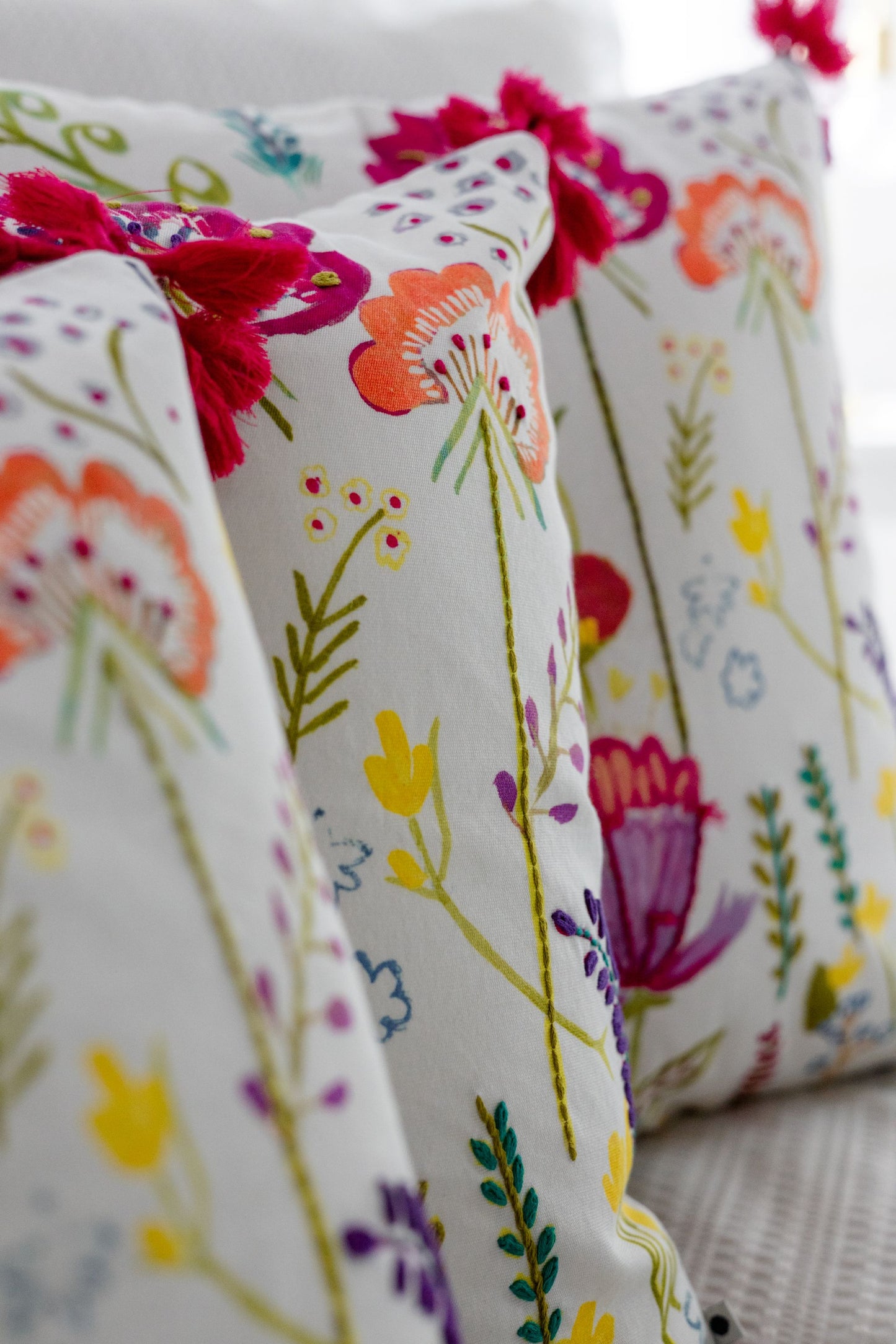 Blossom Meadow ‘Kantha Embroidered' Cushion Cover