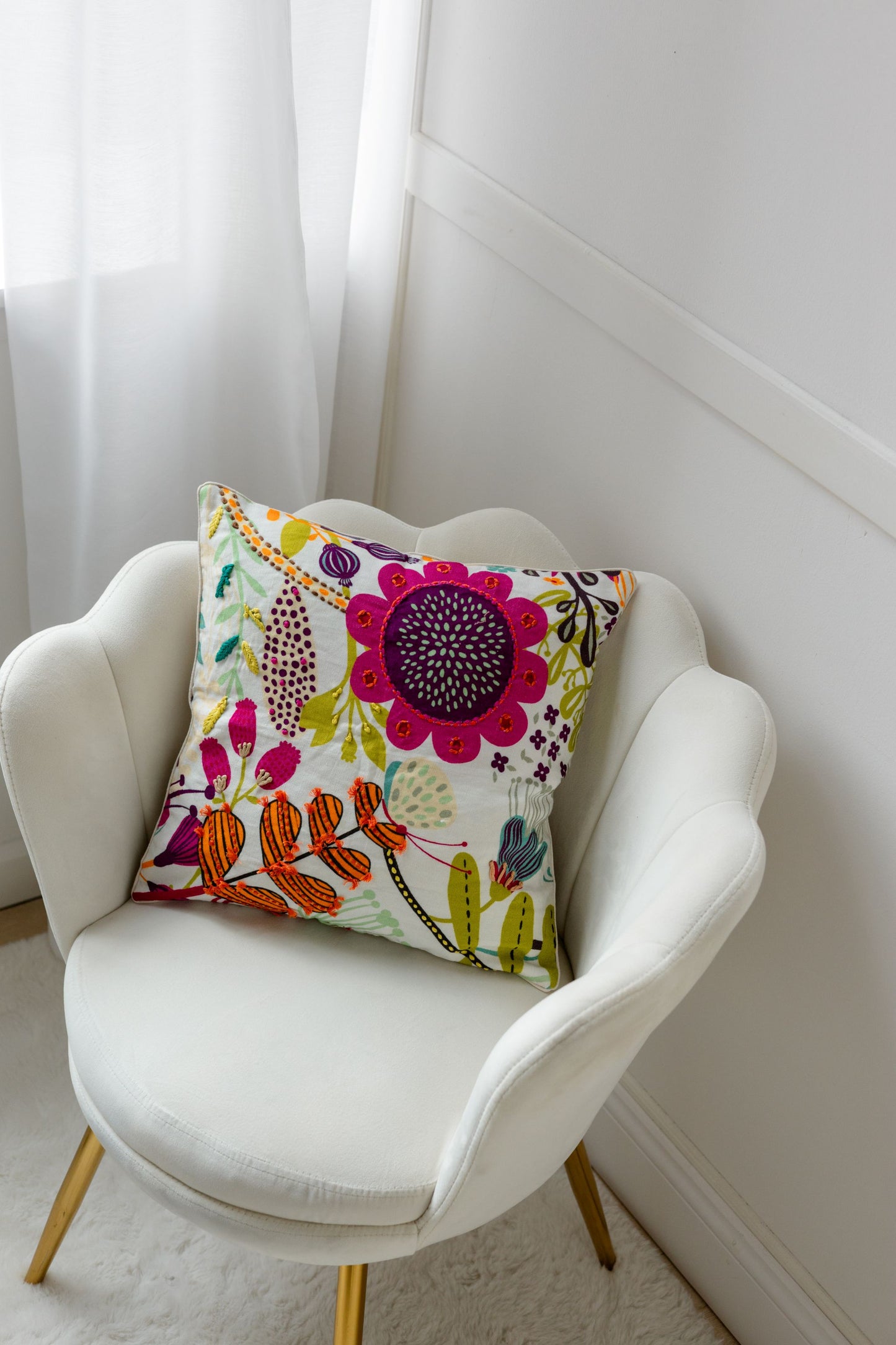 Wildflower Soul 'Kantha Embroidered' Cushion Cover (Brown: 16*16 and 18*18 SOLD OUT)
