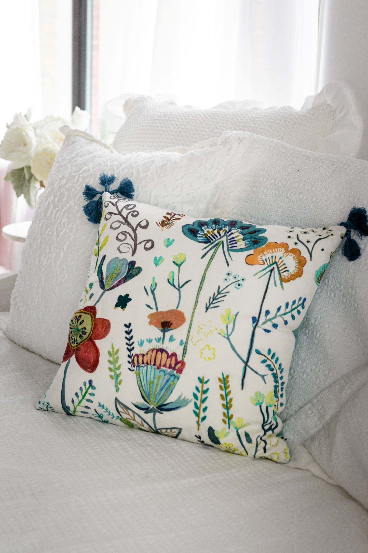Blossom Meadow ‘Kantha Embroidered' Cushion Cover