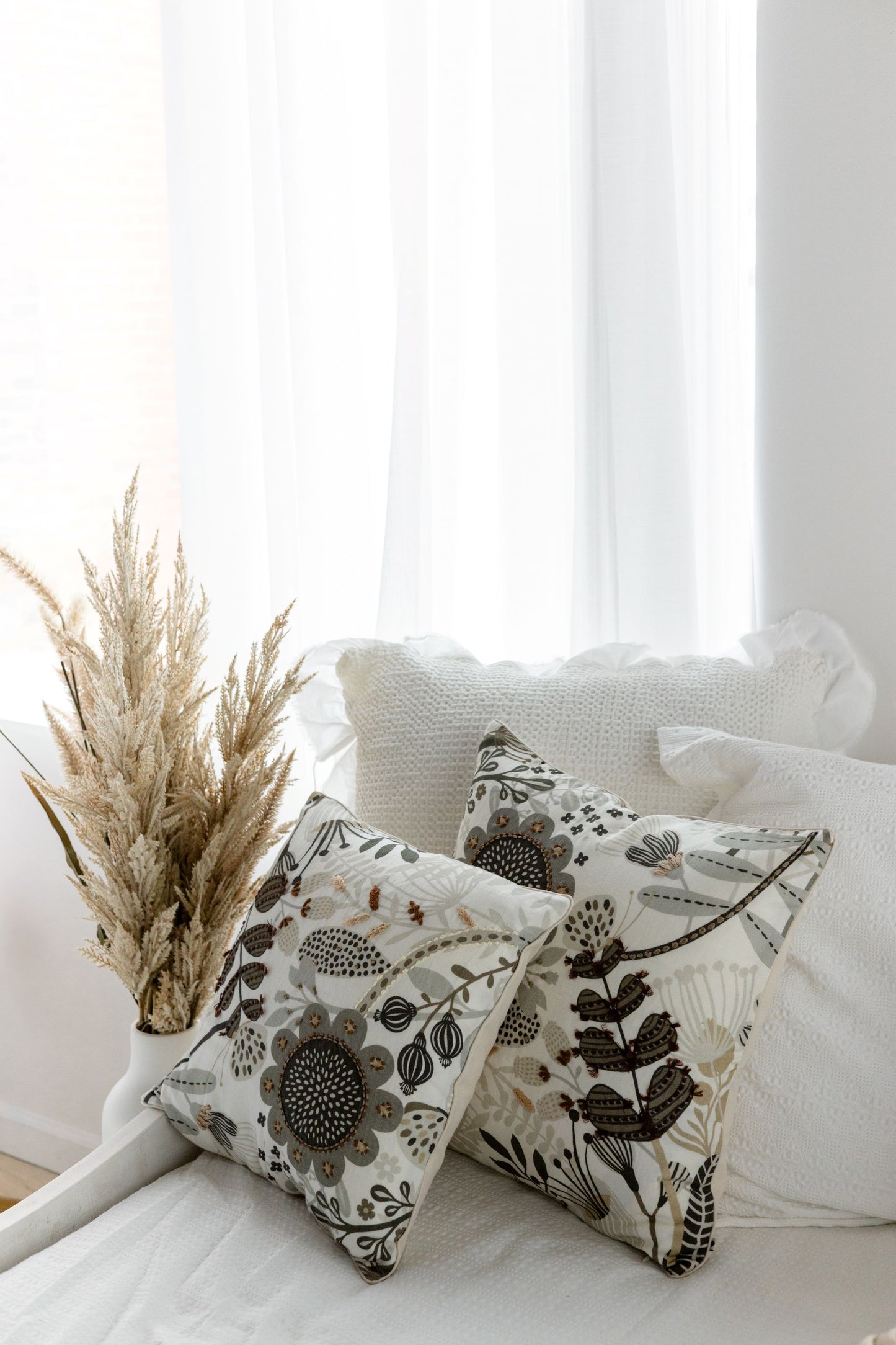 Wildflower Soul 'Kantha Embroidered' Cushion Cover (Brown: 16*16 and 18*18 SOLD OUT)