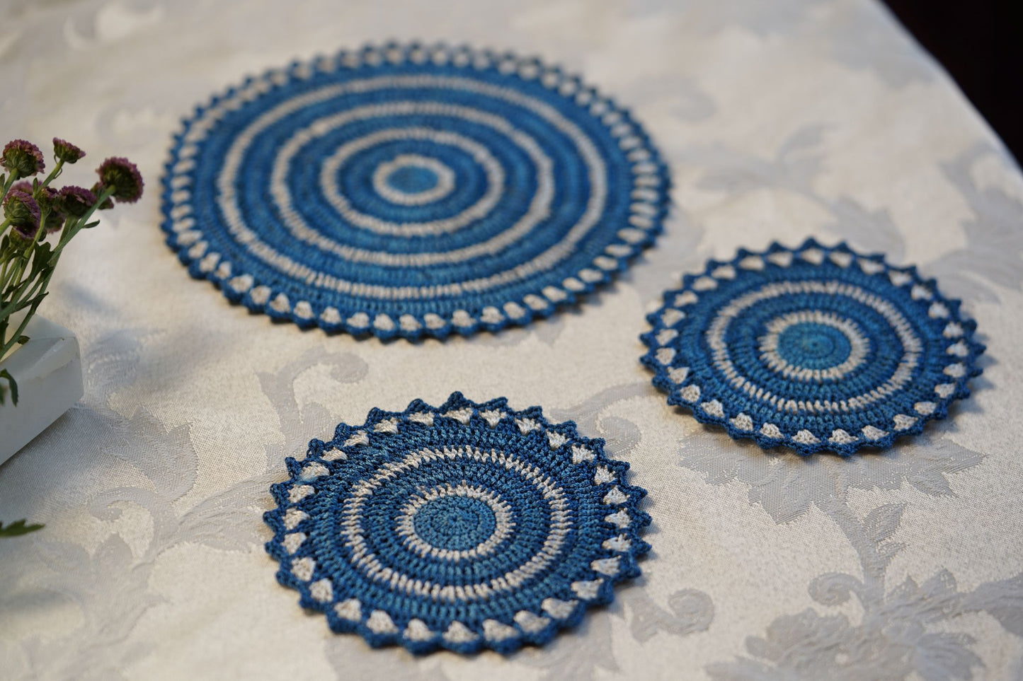 Ocean Whirl Crochet Coasters