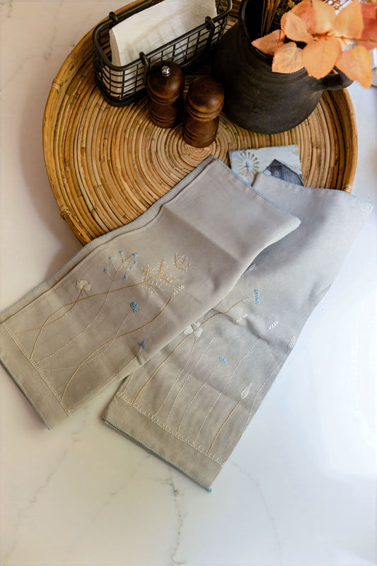 Wildflower Whisper 'Embroidered' Tea Towels  ( Set of 2)
