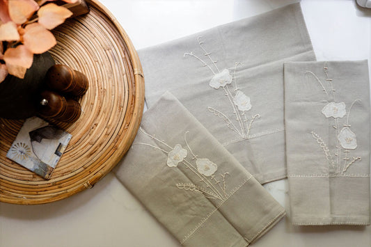 Petal Poise 'Embroidered' Tea Towels  ( Set of 2)