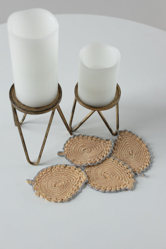 Golden Leaf 'Crochet' Coasters