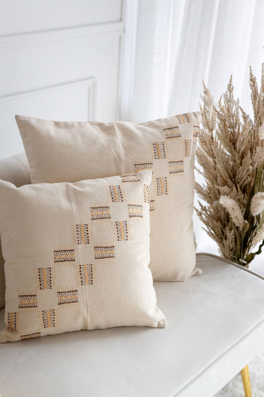 Harvest Grid 'Embroidered' Cushion Covers