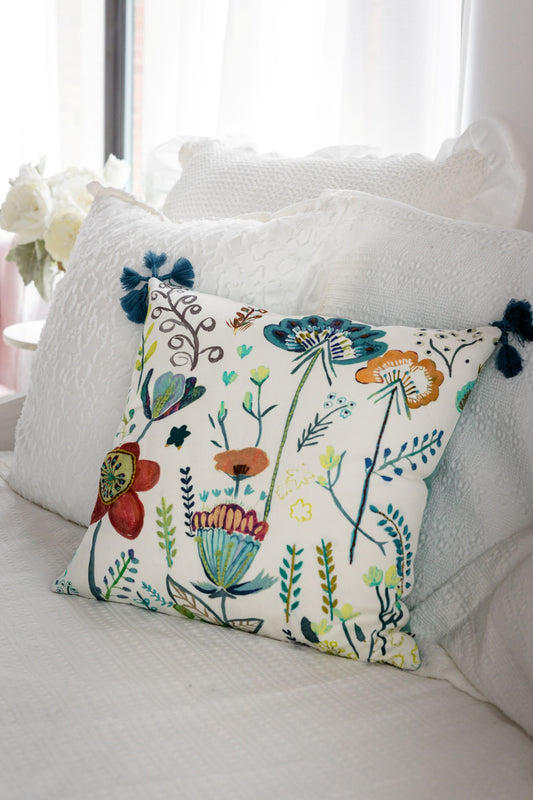 Blossom Meadow ‘Kantha Embroidered' Cushion Cover